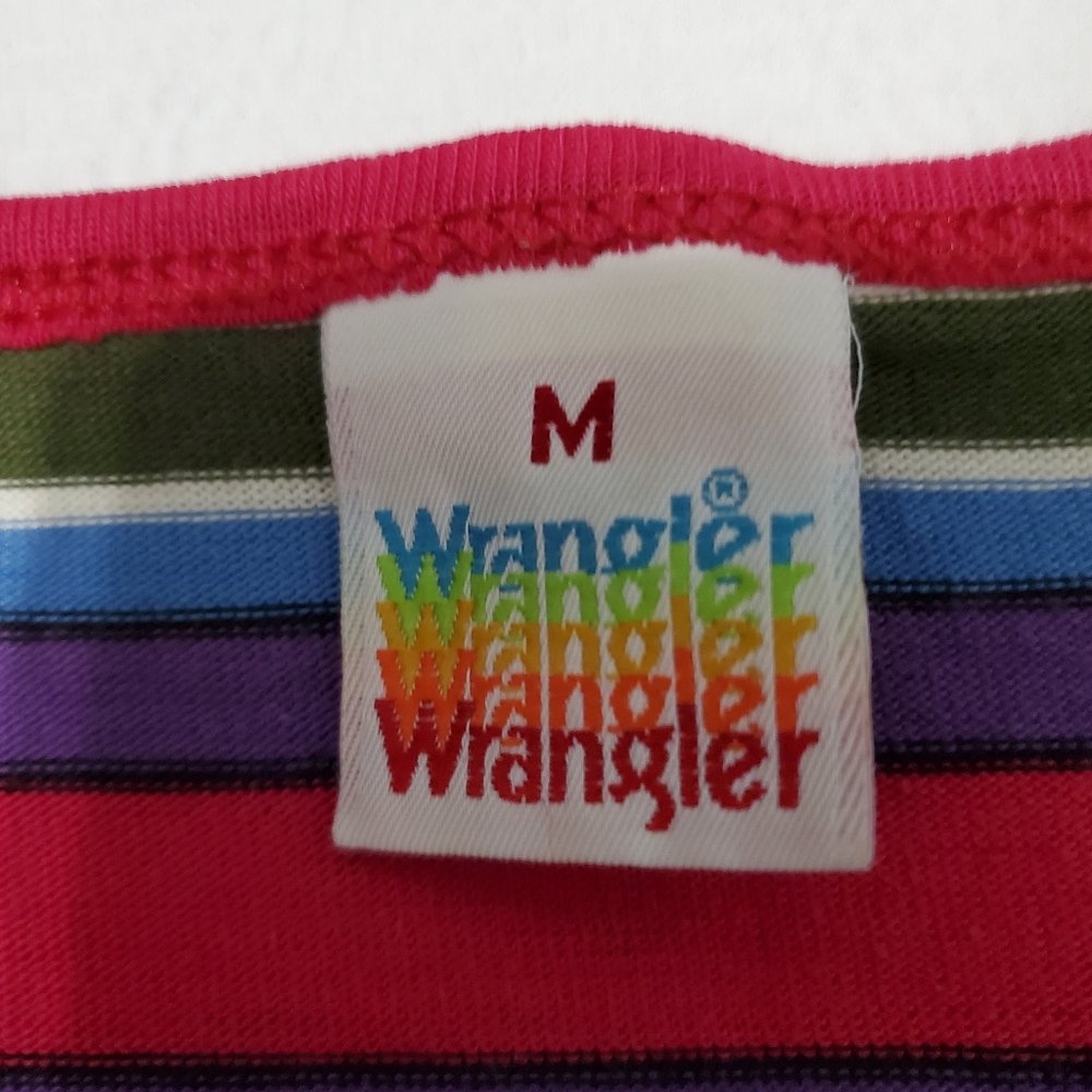 Wrangler Vintage 80s Retro Striped Top Womens Medium - Picture 2 of 10